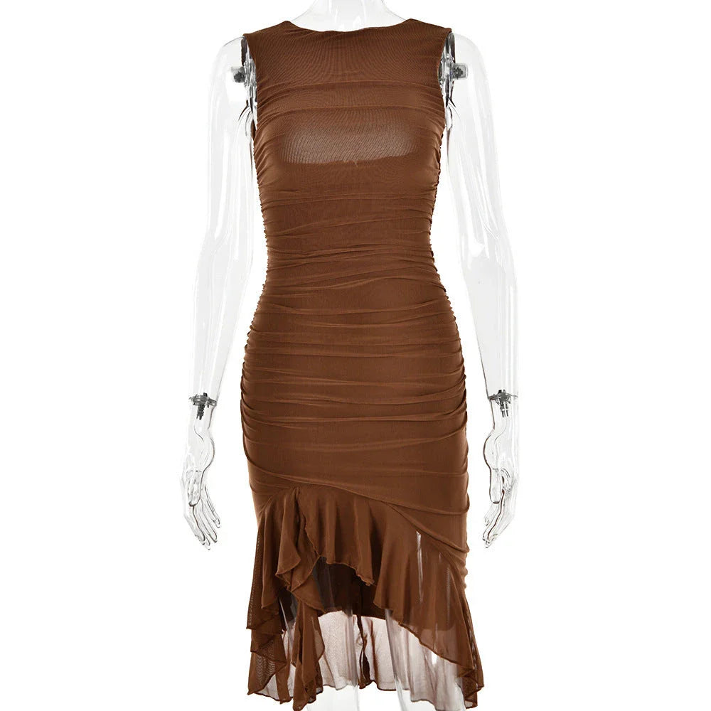 Sleeveless slim-fit mini dress in a variety of vibrant colors, perfect for summer style and comfort