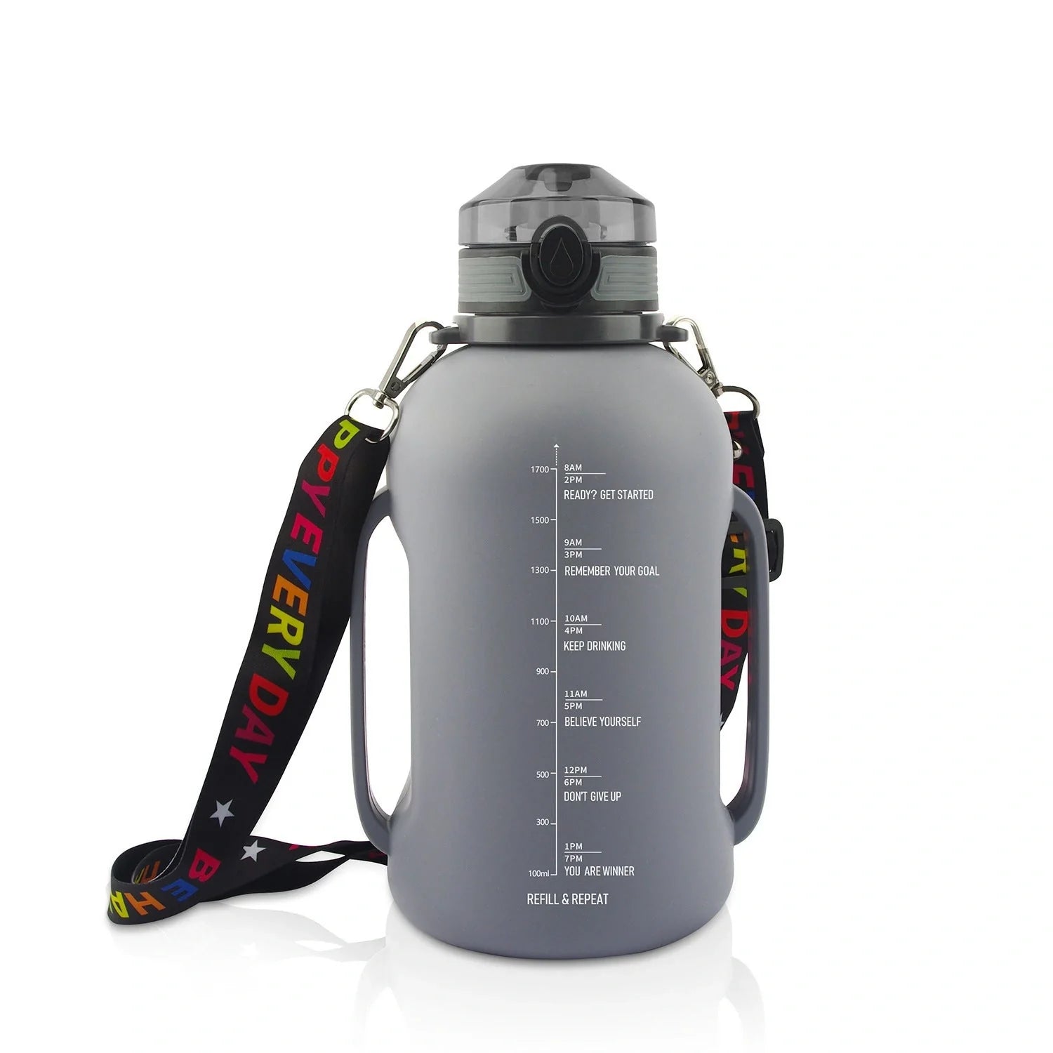 Collapsible silicone water bottle in black, green, and pink with leak-proof cap