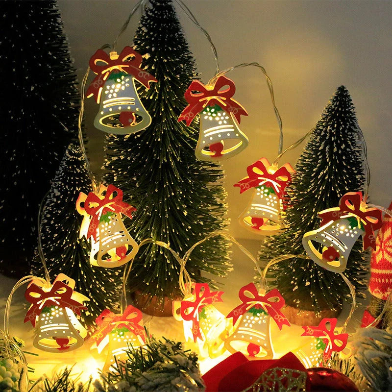 Christmas LED light string with Santa Claus, elk, and snowman ornaments for festive decoration