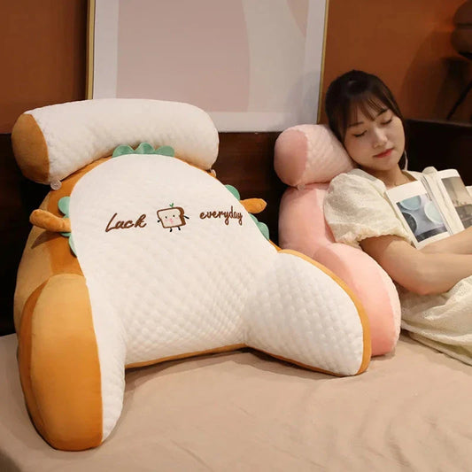 Plush lumbar cushion with ergonomic design for comfortable back and neck support on sofa, chair, and bed