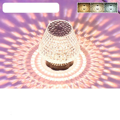 Diamond crystal table lamp with USB touch sensor and dimmable LED light