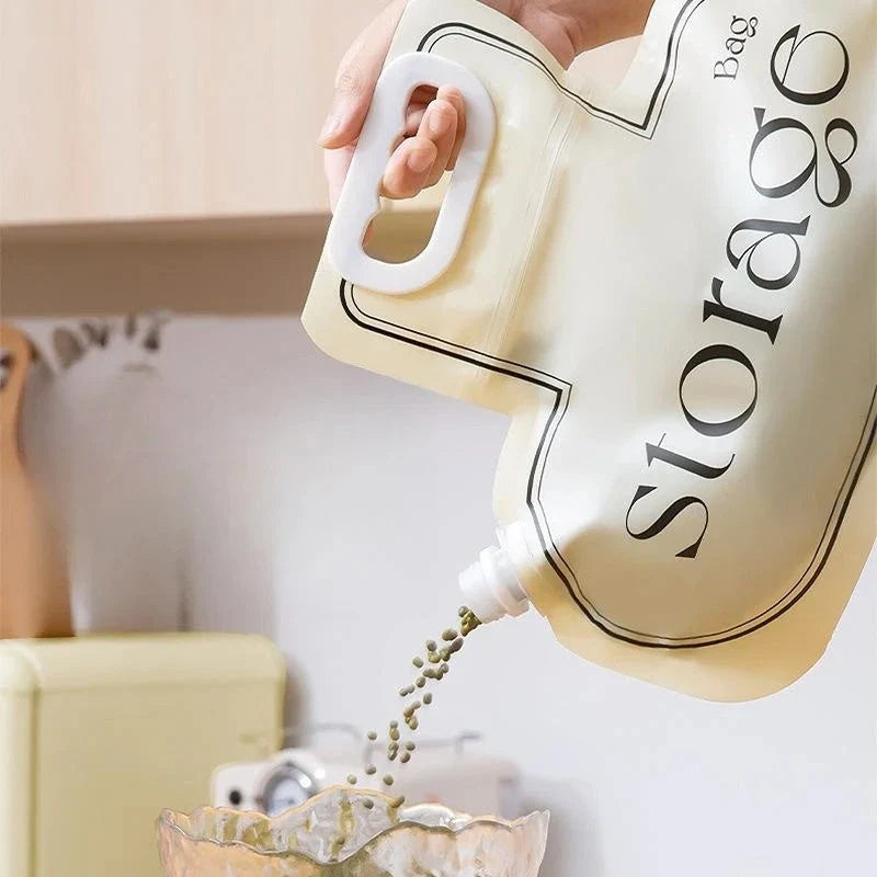 Cream coloured grain storage bag with food grade PE material for rice, wheat, and beans