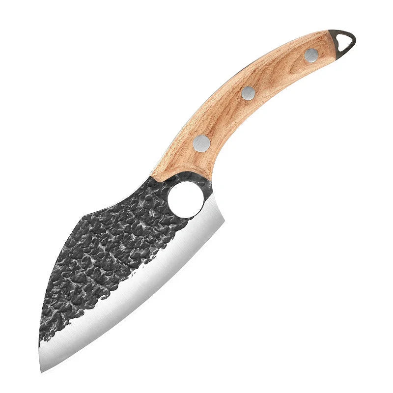 Forged High Carbon Steel Outdoor Bending Knife with PU leather cover and cowhide box