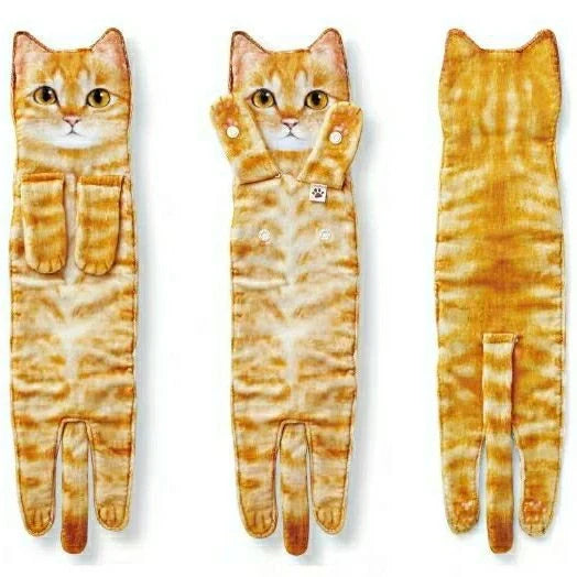 Cat-shaped hand towels in various colors for bathroom and kitchen use