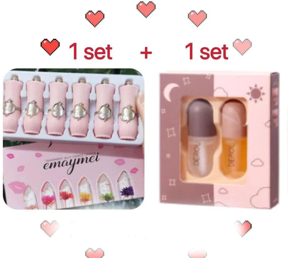 Jelly Flower Lipstick Set with 6 colour-changing lip glosses