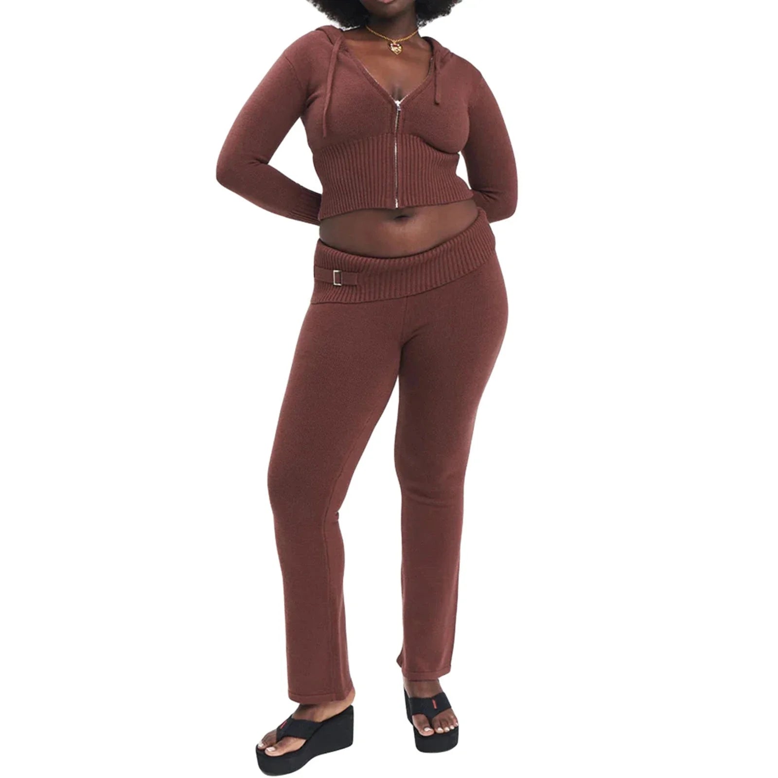 Stylish hoodie suit set with cozy hoodie and high-waisted pants in various colors
