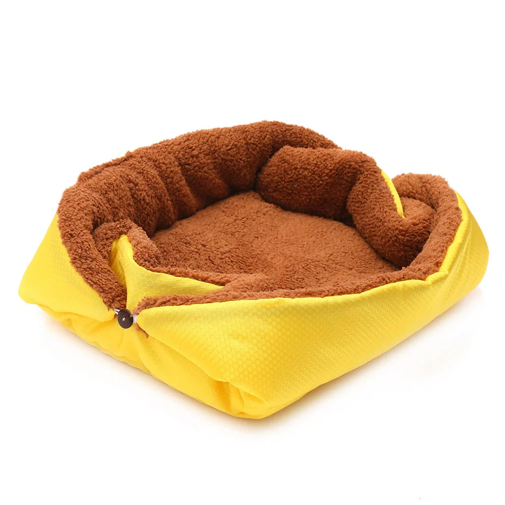 Foldable fleece pet bed mat for dogs and cats, soft warm sleep cushion