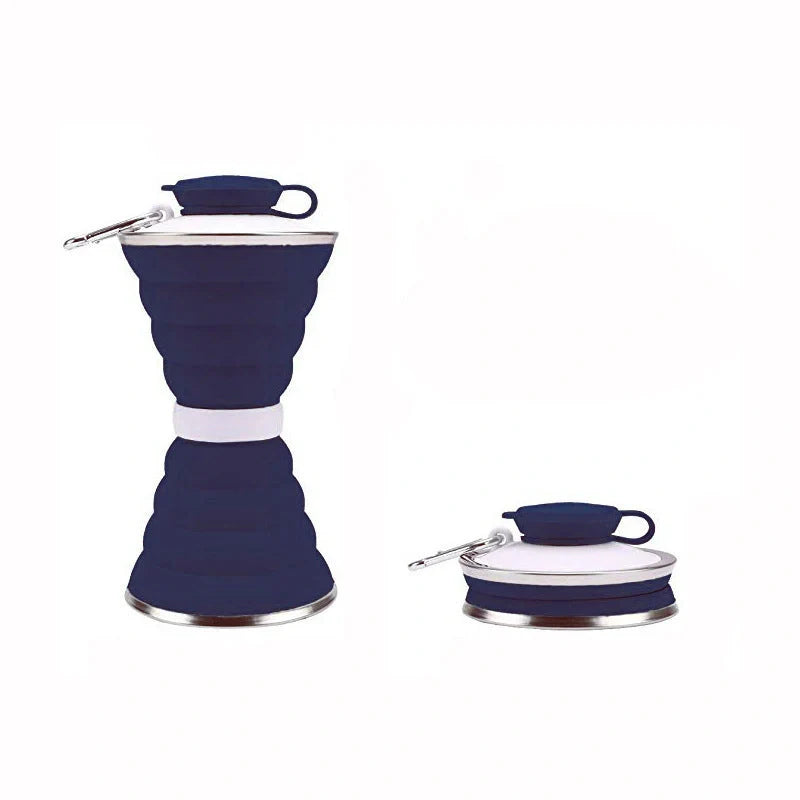 500ml foldable silicone water bottle in various colors with leak-proof lid