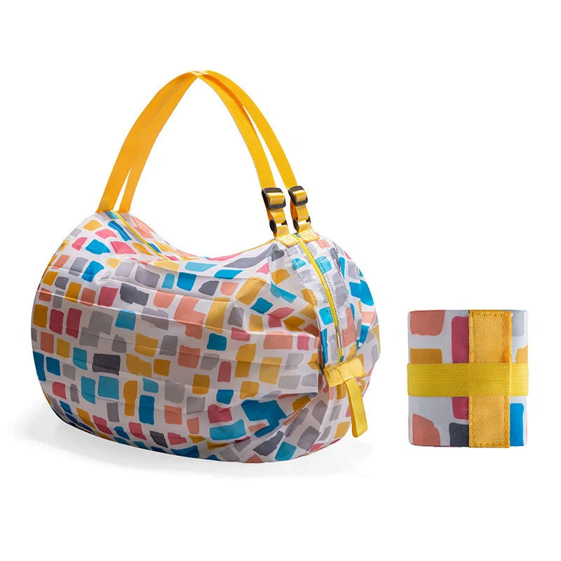 Large capacity foldable nylon shopping bag in various colors