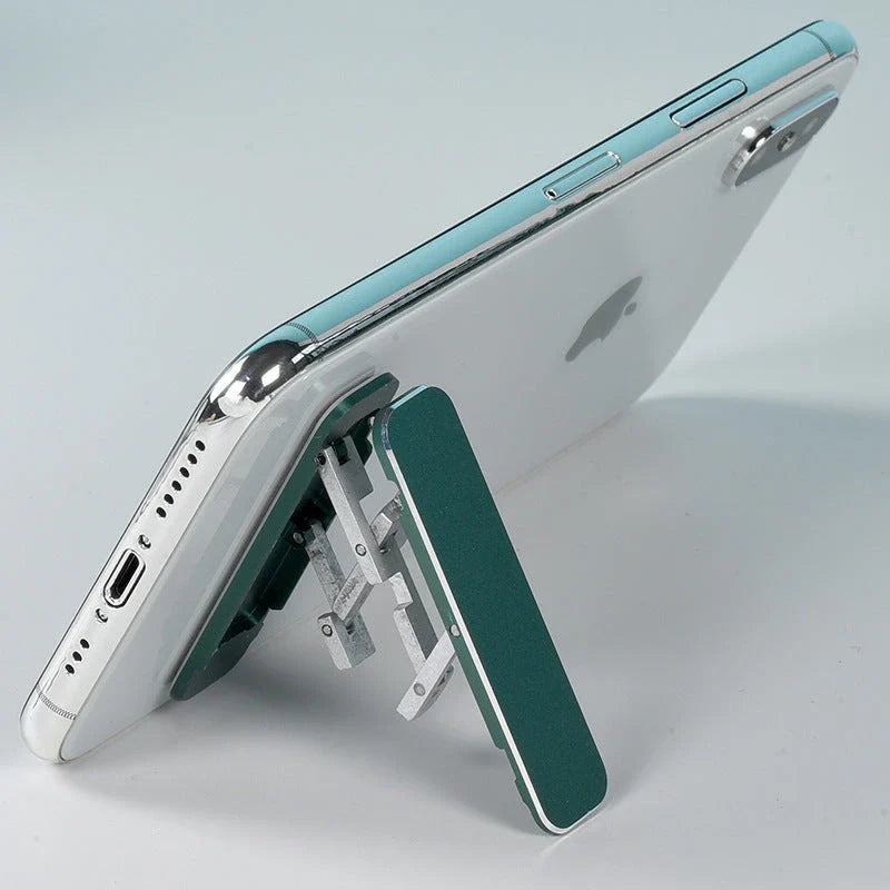 Premium aluminum alloy folding smartphone stand with adjustable viewing angle and one-second unfolding design