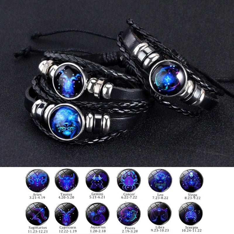 Glowing Zodiac Bracelet in punk style with luminous feature for night-time wear