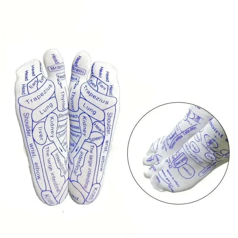 Reflexology socks with acupressure points for therapeutic foot massage