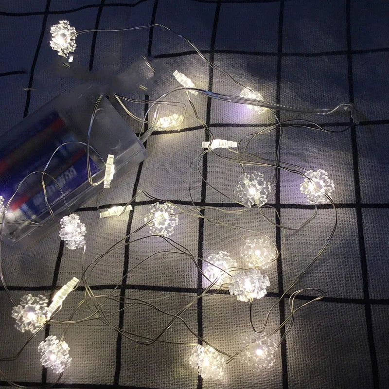 Festive LED string lights with Santa Claus and snowflakes for holiday decor