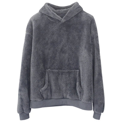 A cosy, velvet-lined hooded jumper with pockets for men, available in a range of classic colours.