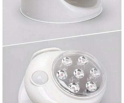 Motion-activated LED light with 360-degree rotation and adjustable tilt for versatile indoor and outdoor use