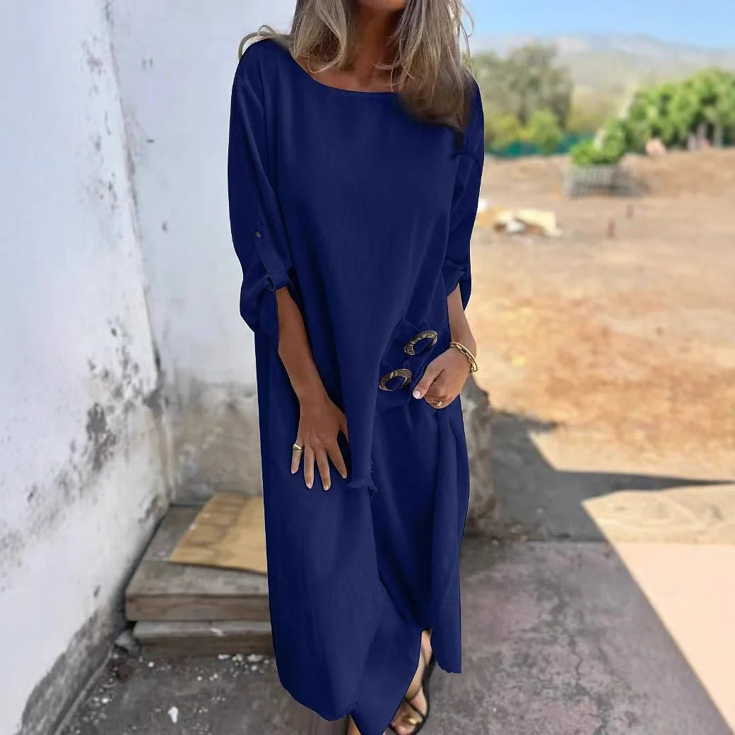 Women's loose irregular long suit set with geometric design and wide-leg trousers