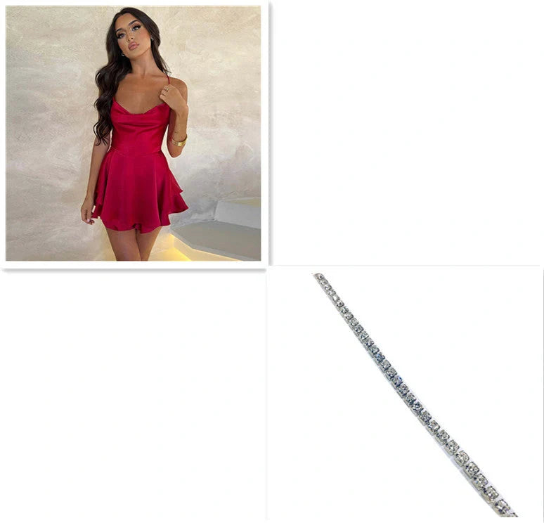Women's suspender skirt with slim strap and satin finish in various colours