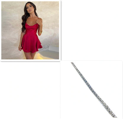 Women's suspender skirt with slim strap and satin finish in various colours