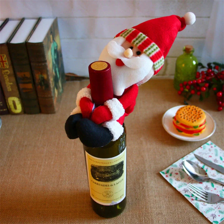 Festive Christmas wine bottle socks in vibrant colours, 14cm x 31cm
