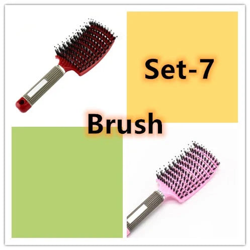 A premium hair brush with a sleek design, featuring soft bristles and a rounded massage function for healthy, detangled hair