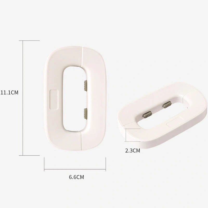 White and grey toddler safety lock for refrigerator doors with easy one-handed operation