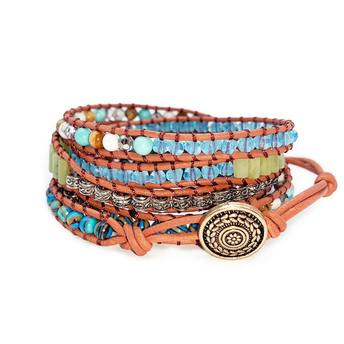 Elegant multi-strand beaded bracelet set in vibrant colours, featuring a multi-layered design with high-quality materials