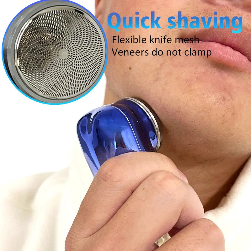 Mini Portable USB Rechargeable Electric Shaver for Men in black, blue, green, and silver