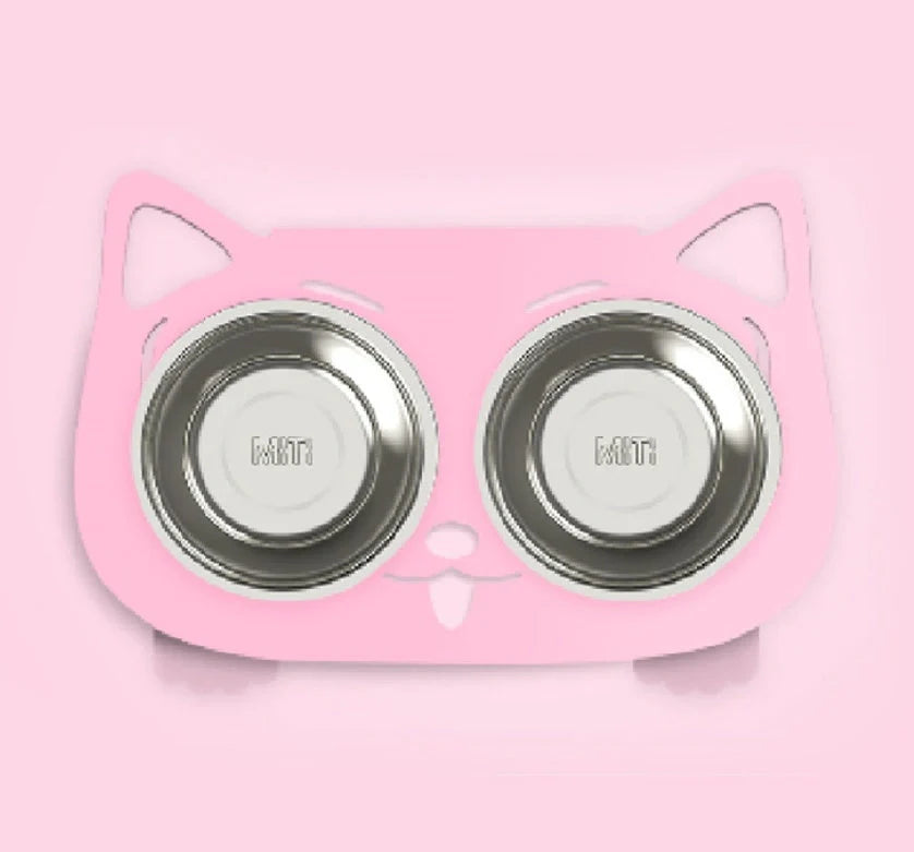 Stainless steel anti-spill pet feeding bowl in various colors