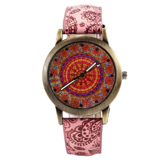 Sleek and stylish quartz watch with a captivating kaleidoscope design, perfect for elevating your everyday fashion