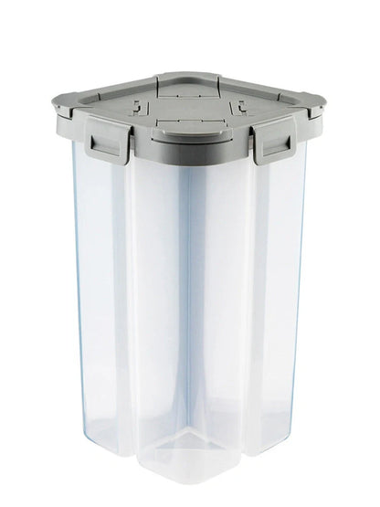 Transparent whole grain storage box with four-point design and durable seal