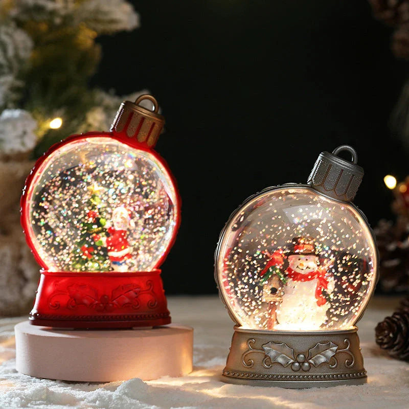 Luminous Christmas decoration with flame-like LED lighting, available in various festive designs including an old man, snowman, children's tree, and angel figure