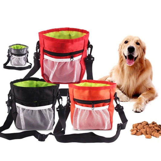 Durable dog walking pouch with drawstring pocket, adjustable belt buckle, and spacious design for carrying essentials