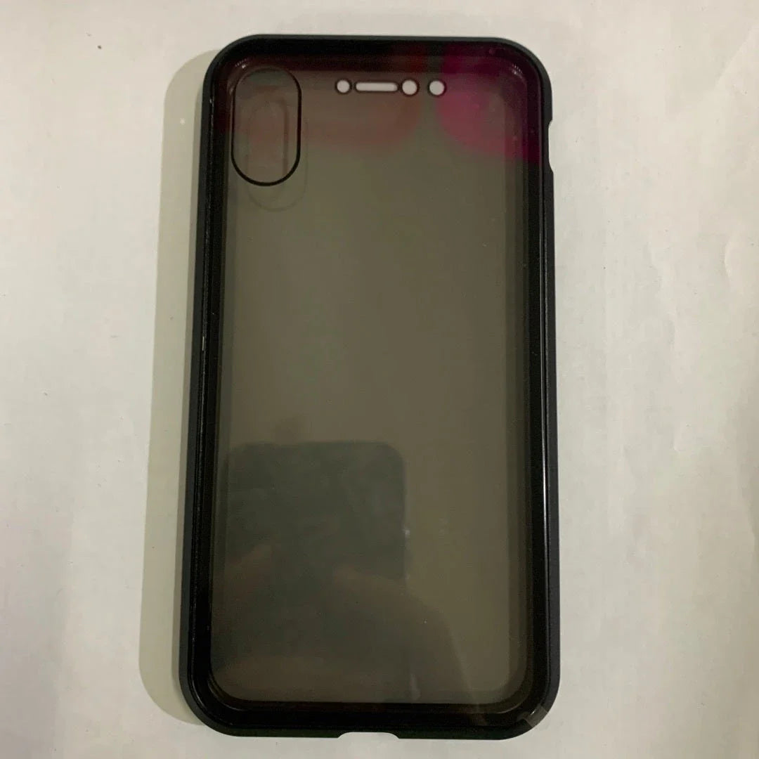 Sleek magnetic privacy phone case with tempered glass protection, compatible with various iPhone models