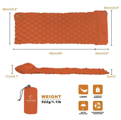 Outdoor Camping Inflatable Honeycomb Mattress in various colors with carrying bag