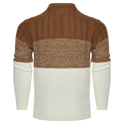 Men's Casual Cable Knit Colour Block Sweater in various colors and sizes