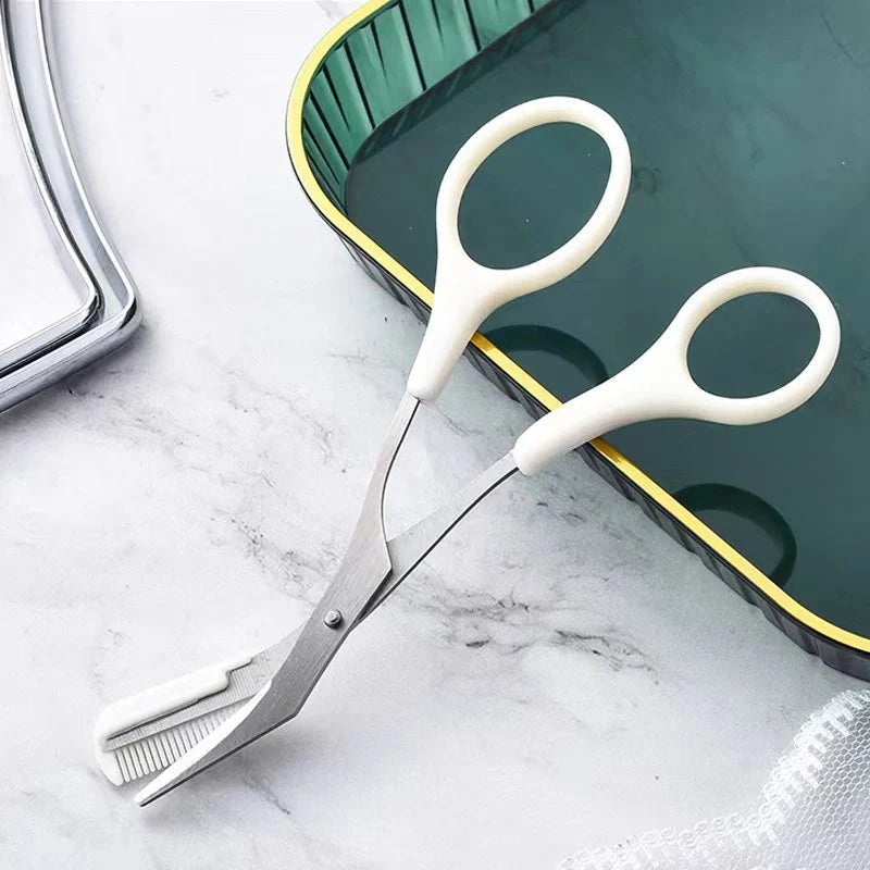 Stainless steel eyebrow trimming knife with comb for precise grooming