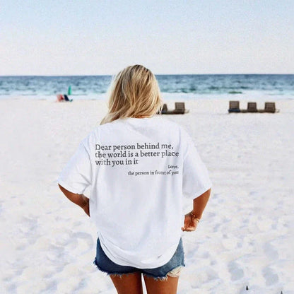 Women's graphic tee with playful slogan, available in various colors and sizes