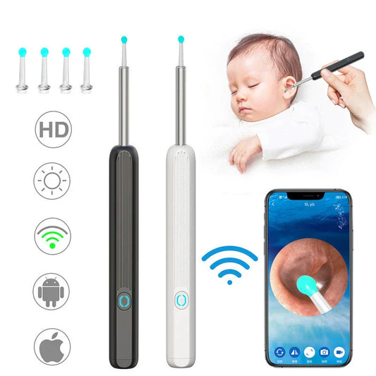 Wireless Otoscope Ear Wax Removal Tool with 360° HD Camera and LED Light for Comprehensive Ear Examination and Cleaning