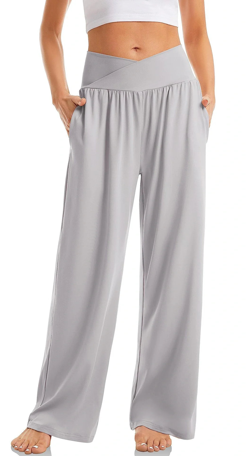 Women's Cross-Waist Yoga Trousers in various colours for comfort and style