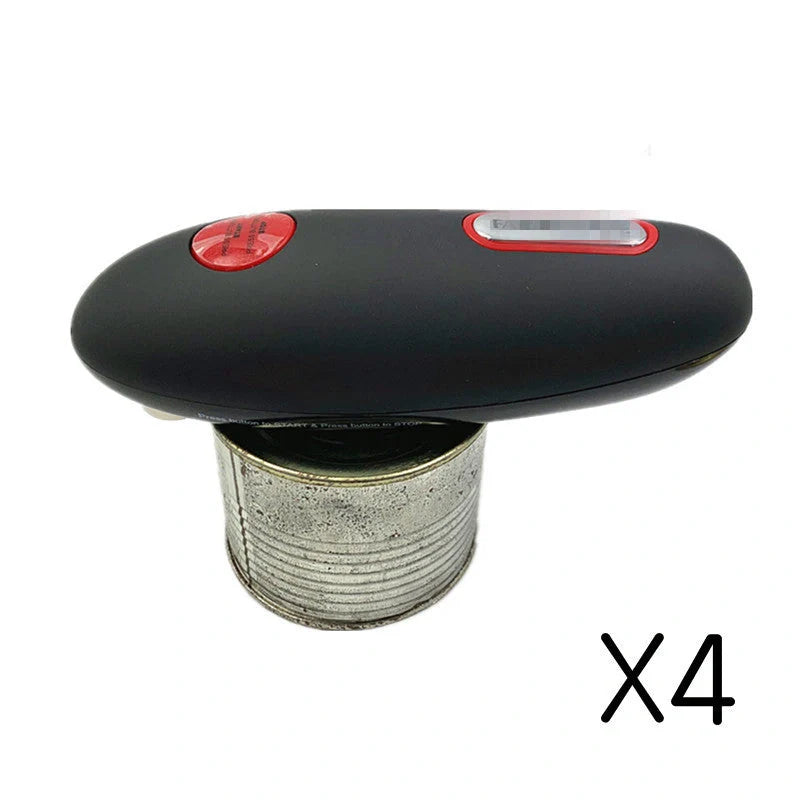 Electric can opener with automatic bottle opener function in black