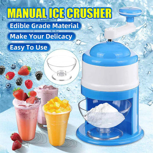 Portable manual ice crusher with stainless steel blade for smoothies and drinks