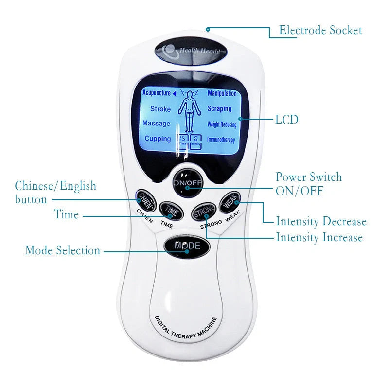 Mini digital portable multifunctional massage instrument with large LCD screen in various colors