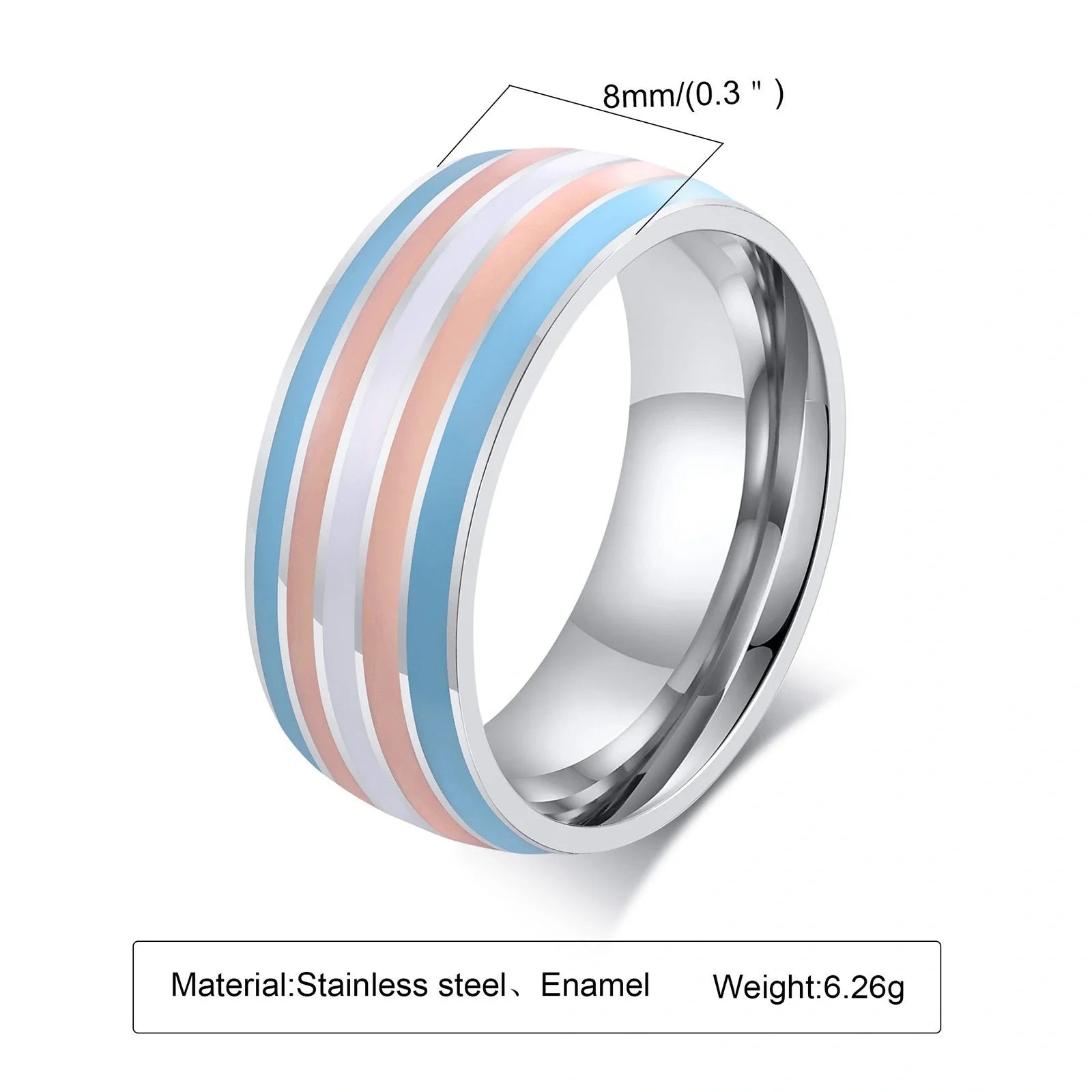 Men's titanium steel rainbow flag ring with vibrant colours, perfect for pride or travel commemoration.