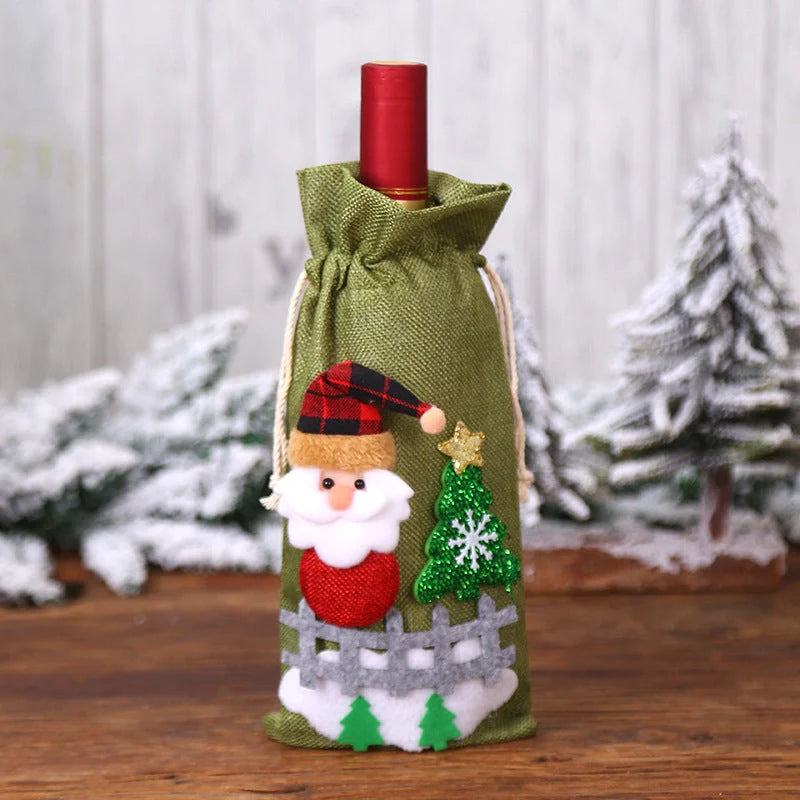 Festive Christmas wine bottle socks in vibrant colours, 14cm x 31cm