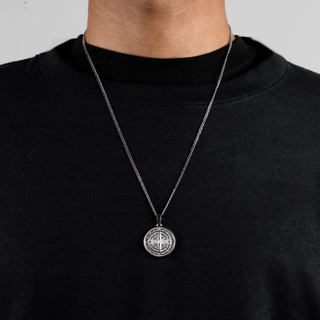 Elegant Stainless Steel Compass Necklace in gold and silver designs