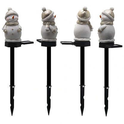 Solar-powered snowman garden light with automatic dusk-to-dawn illumination