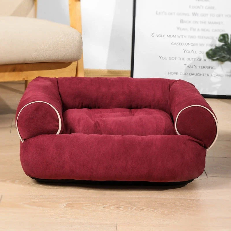 A cosy and plush dog sofa bed with high-elastic PP cotton padding for ultimate comfort and relaxation.