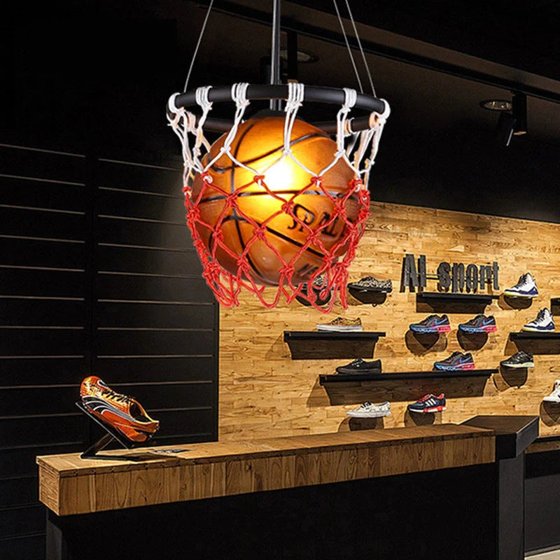 American Retro Basketball Chandelier with adjustable hanging wire and LED lighting options