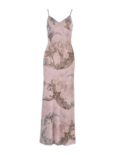 Y2K slim fit floral print slip dress with adjustable suspenders in various colours