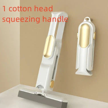 Hands-free floor cleaning mop with absorbent cotton heads for efficient and eco-friendly floor cleaning
